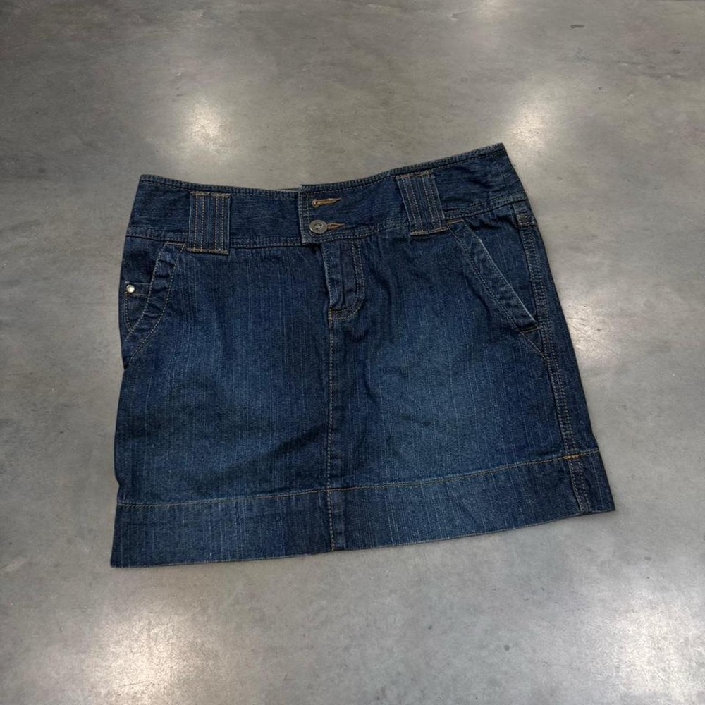 SO Wear It Declare It Blue Denim Mini Skirt Y2K Dark Wash Womens Size 0